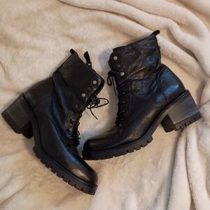 Miz Mooz Women's Leather Combat Bootie